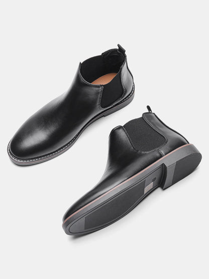 Men Chelsea Boots - Comfortable Leather Ankle Boots With Rubber Sole Shoes - ZOOMNSTORE