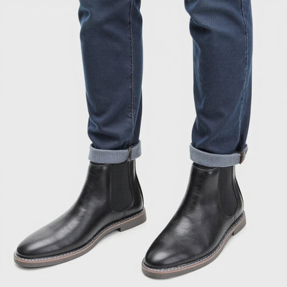Men Chelsea Boots - Comfortable Leather Ankle Boots With Rubber Sole Shoes - ZOOMNSTORE