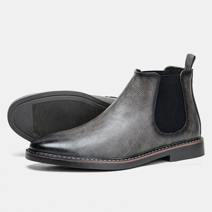Men Chelsea Boots - Comfortable Leather Ankle Boots With Rubber Sole Shoes - ZOOMNSTORE