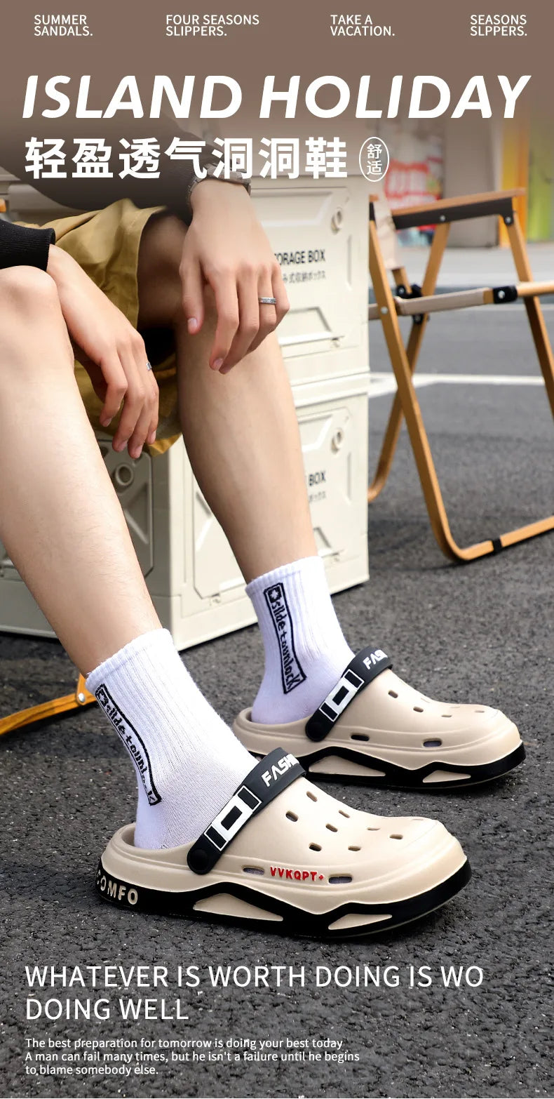 Men Clogs Slippers - Lightweight Soft EVA Injection Shoes With Hole Design - ZOOMNSTORE