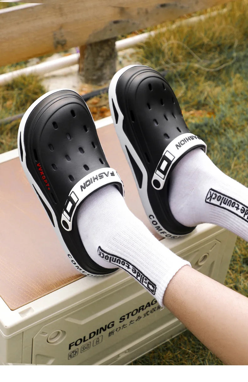 Men Clogs Slippers - Lightweight Soft EVA Injection Shoes With Hole Design - ZOOMNSTORE