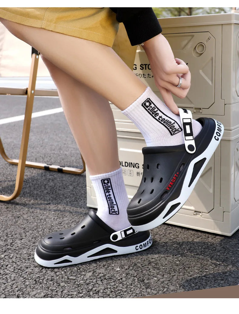 Men Clogs Slippers - Lightweight Soft EVA Injection Shoes With Hole Design - ZOOMNSTORE