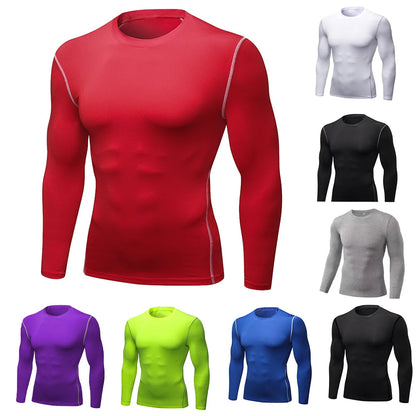 Men Compression Shirt - Muscle Support Long Sleeve Sports Tee | Quick Dry Workout Top - ZOOMNSTORE