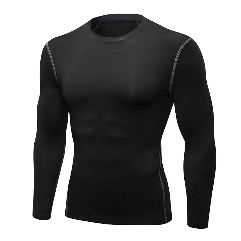 Men Compression Shirt - Muscle Support Long Sleeve Sports Tee | Quick Dry Workout Top - ZOOMNSTORE