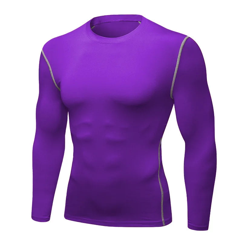 Men Compression Shirt - Muscle Support Long Sleeve Sports Tee | Quick Dry Workout Top - ZOOMNSTORE
