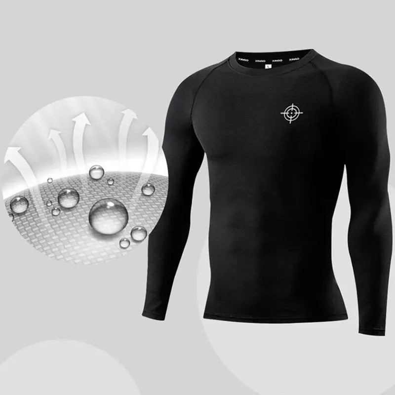 Men Compression Sportswear - Elastic Fitness Clothing Set With Dry Fit Leggings - ZOOMNSTORE