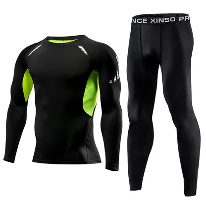 Men Compression Sportswear - Elastic Fitness Clothing Set With Dry Fit Leggings - ZOOMNSTORE