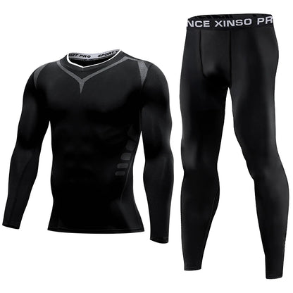 Men Compression Sportswear - Elastic Fitness Clothing Set With Dry Fit Leggings - ZOOMNSTORE