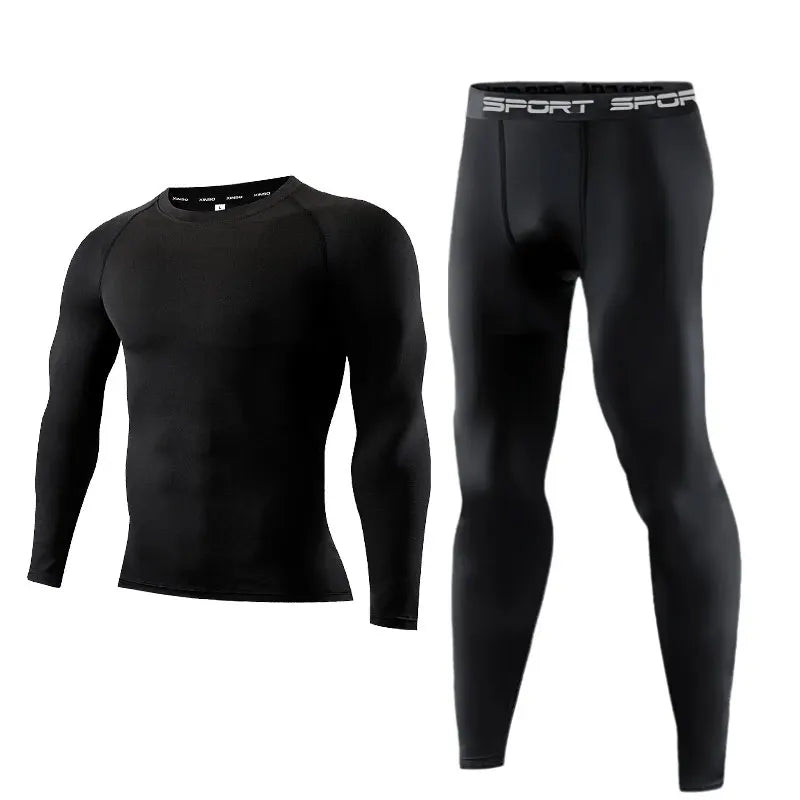 Men Compression Sportswear - Elastic Fitness Clothing Set With Dry Fit Leggings - ZOOMNSTORE