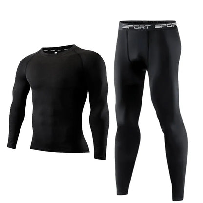 Men Compression Sportswear - Elastic Fitness Clothing Set With Dry Fit Leggings - ZOOMNSTORE