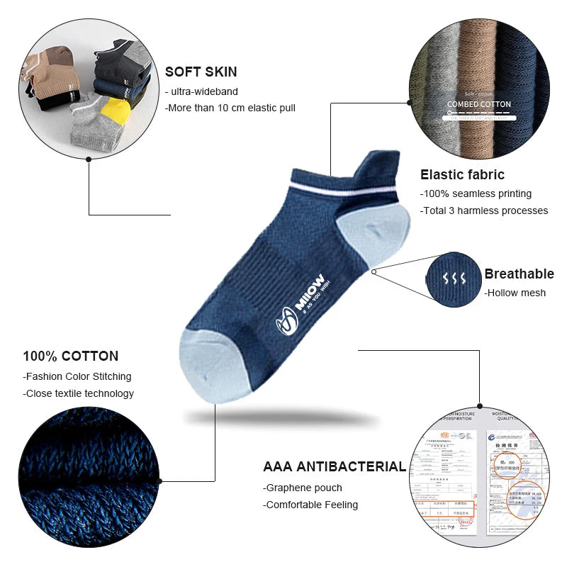 Men Cotton Ankle Socks – Summer Casual Patchwork Low Cut Breathable Sock Set - ZOOMNSTORE