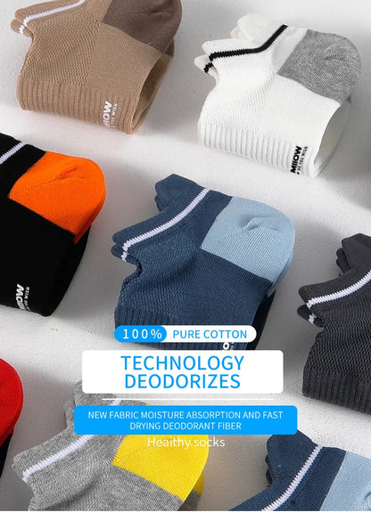 Men Cotton Ankle Socks – Summer Casual Patchwork Low Cut Breathable Sock Set - ZOOMNSTORE