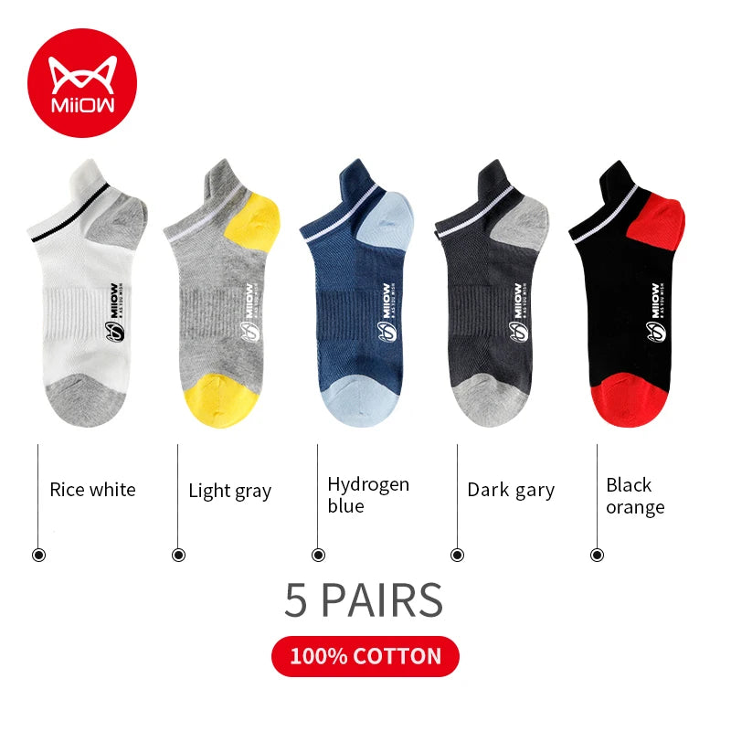 Men Cotton Ankle Socks – Summer Casual Patchwork Low Cut Breathable Sock Set - ZOOMNSTORE