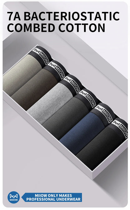 Men Cotton Boxer Briefs - 3Pcs Comfortable Breathable Solid Pattern Boxers - ZOOMNSTORE