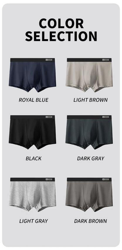 Men Cotton Boxer Briefs - 3Pcs Comfortable Breathable Solid Pattern Boxers - ZOOMNSTORE