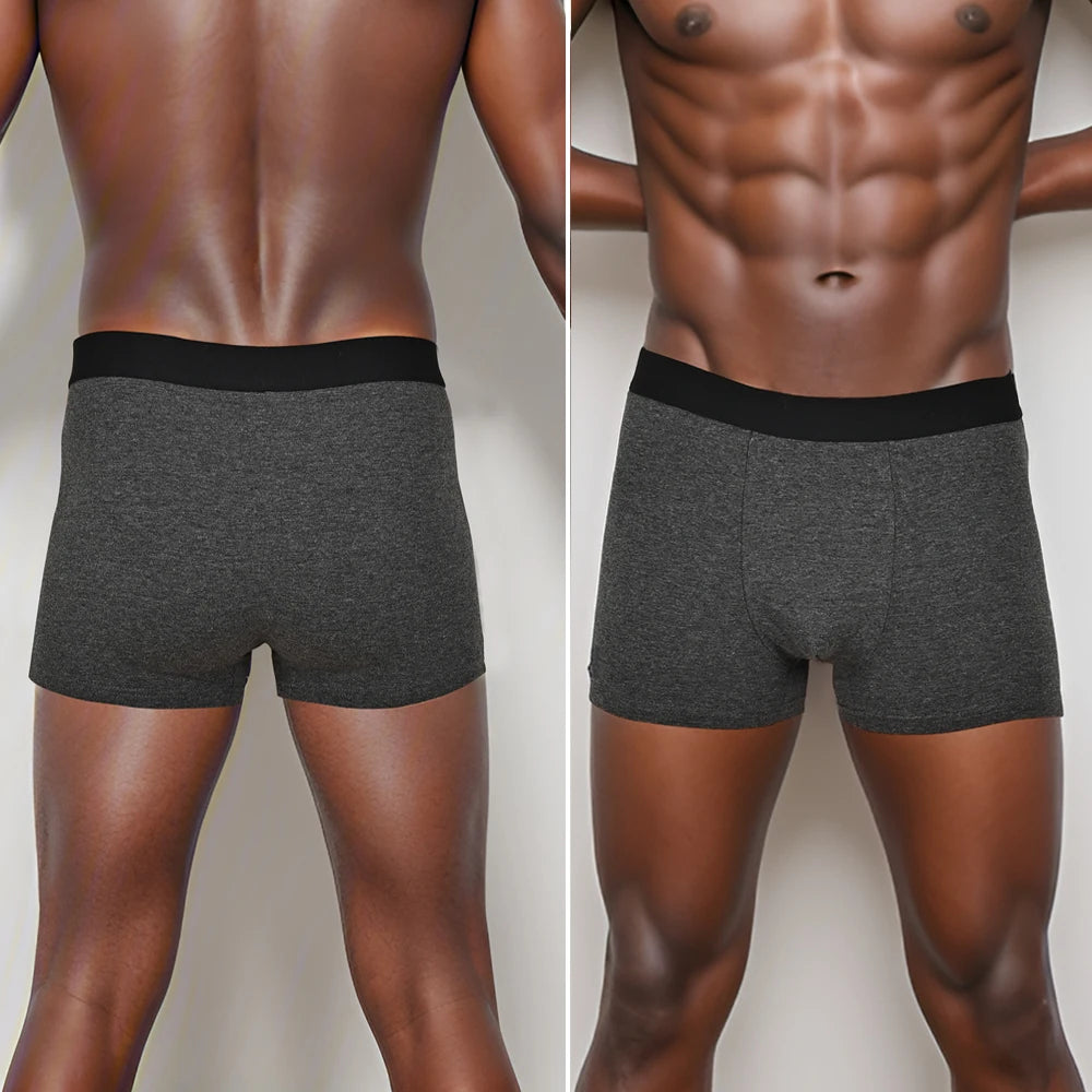 Men Cotton Boxer Briefs - 6pcs Luxury Men's Underwear Set | Soft Breathable Knit Fabric Boxers - ZOOMNSTORE