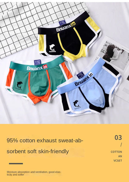 Mens Cotton Boxer Briefs - 3 Pack Fashion Underwear - ZOOMNSTORE
