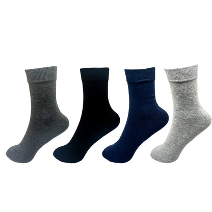Men Cotton Dress Socks - Soft Breathable Black Business Casual Crew Length, Large Size - ZOOMNSTORE