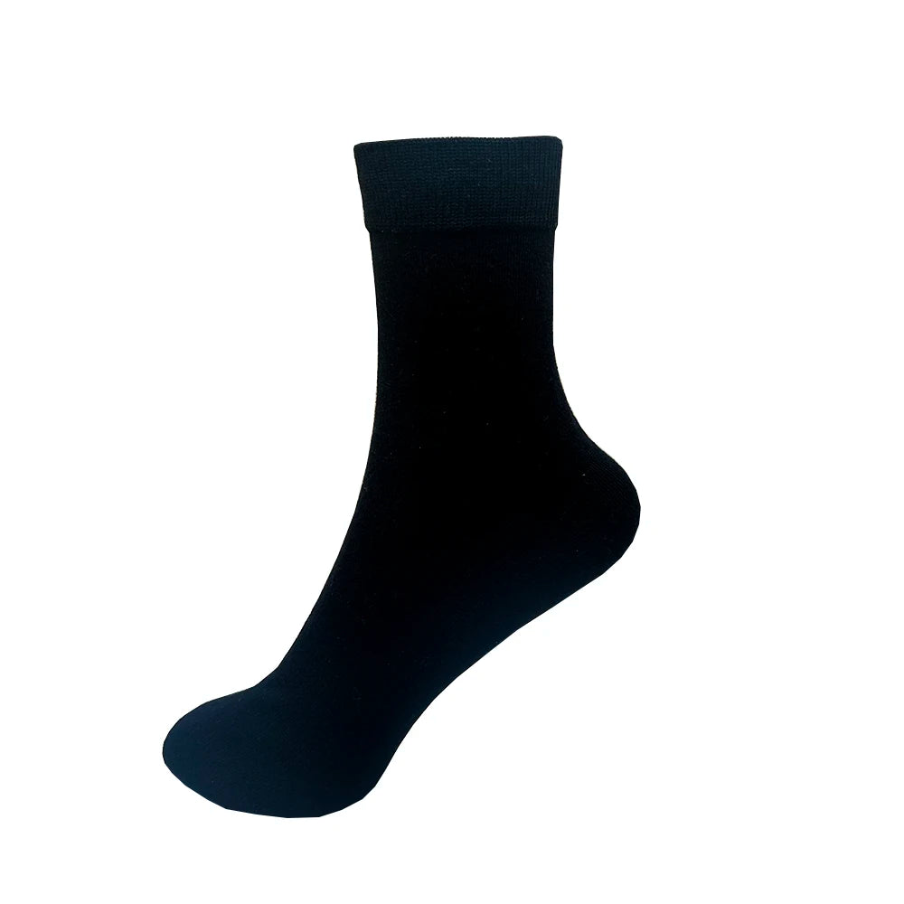 Men Cotton Dress Socks - Soft Breathable Black Business Casual Crew Length, Large Size - ZOOMNSTORE