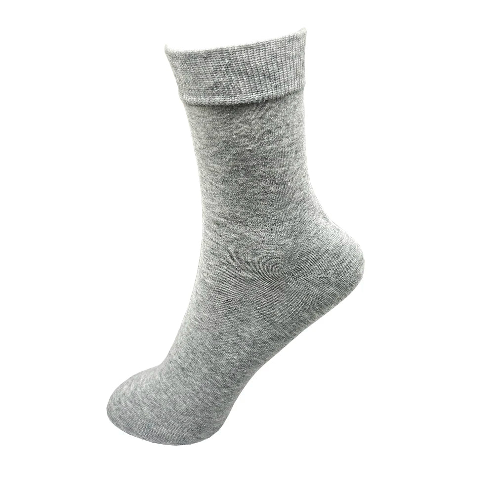 Men Cotton Dress Socks - Soft Breathable Black Business Casual Crew Length, Large Size - ZOOMNSTORE