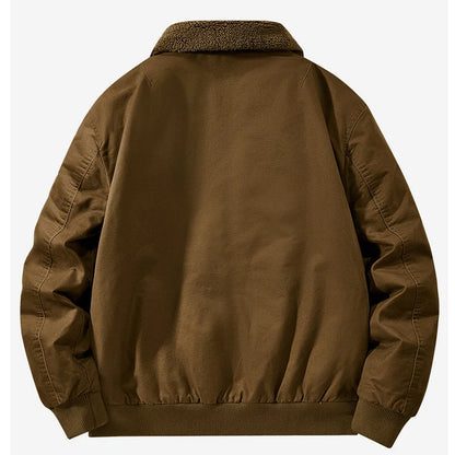 Men Cotton Jacket - Warm Bomber Jacket With Zipper Closure | Slim Fit Stand Collar Coat - ZOOMNSTORE