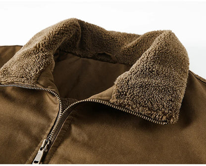Men Cotton Jacket - Warm Bomber Jacket With Zipper Closure | Slim Fit Stand Collar Coat - ZOOMNSTORE