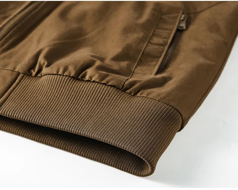 Men Cotton Jacket - Warm Bomber Jacket With Zipper Closure | Slim Fit Stand Collar Coat - ZOOMNSTORE