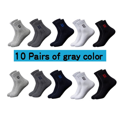 Mens Cotton Socks - 20 Pairs Breathable Deodorant Black Dress Socks - ZOOMNSTORE