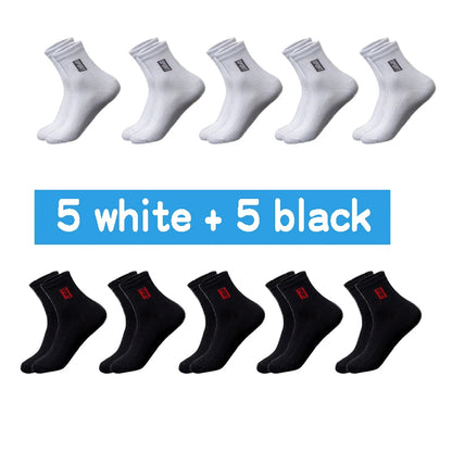 Mens Cotton Socks - 20 Pairs Breathable Deodorant Black Dress Socks - ZOOMNSTORE