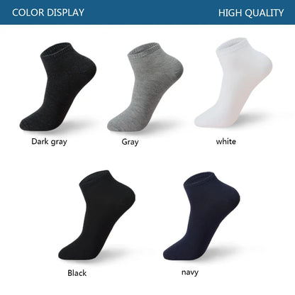 Men Cotton Socks - 5 Pairs Large Size Casual Breathable Boat Short Ankle Socks - ZOOMNSTORE
