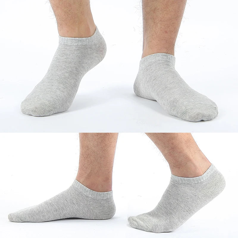 Men Cotton Socks - 5 Pairs Large Size Casual Breathable Boat Short Ankle Socks - ZOOMNSTORE