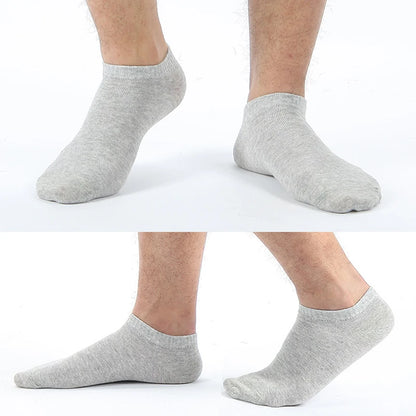 Men Cotton Socks - 5 Pairs Large Size Casual Breathable Boat Short Ankle Socks - ZOOMNSTORE