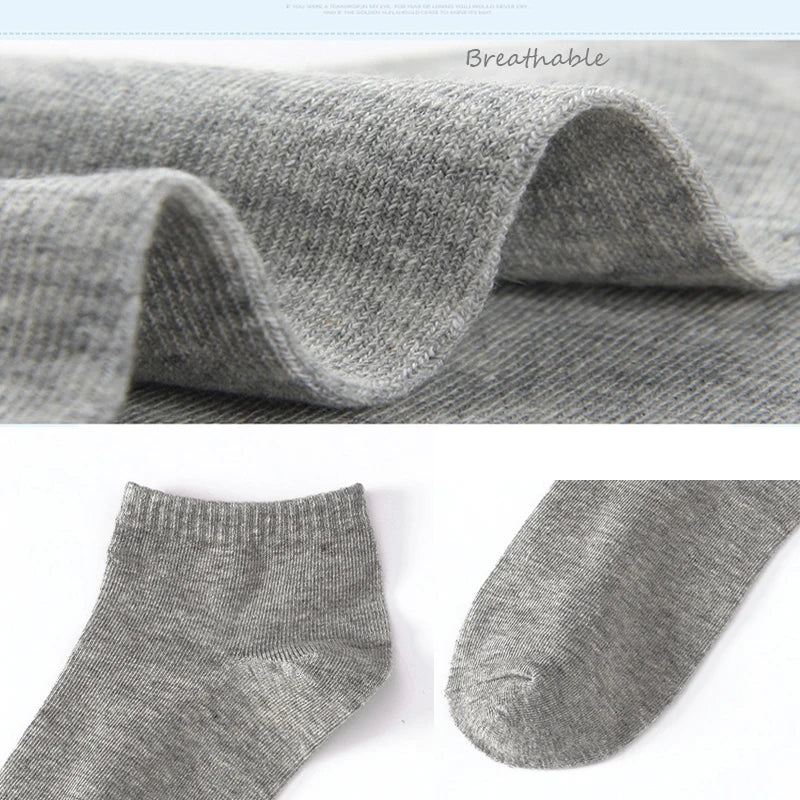 Men Cotton Socks - 5 Pairs Large Size Casual Breathable Boat Short Ankle Socks - ZOOMNSTORE
