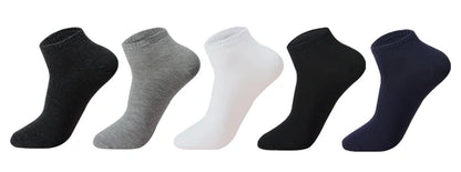 Men Cotton Socks - 5 Pairs Large Size Casual Breathable Boat Short Ankle Socks - ZOOMNSTORE