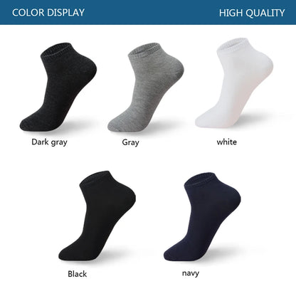 Men Cotton Socks - 5 Pairs Large Size Casual Breathable Boat Short Ankle Socks - ZOOMNSTORE