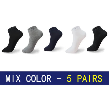 Men Cotton Socks - 5 Pairs Large Size Casual Breathable Boat Short Ankle Socks - ZOOMNSTORE