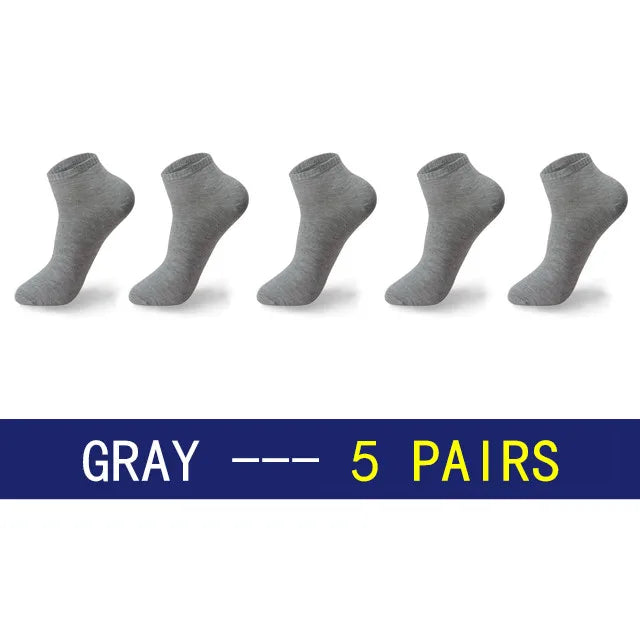 Men Cotton Socks - 5 Pairs Large Size Casual Breathable Boat Short Ankle Socks - ZOOMNSTORE