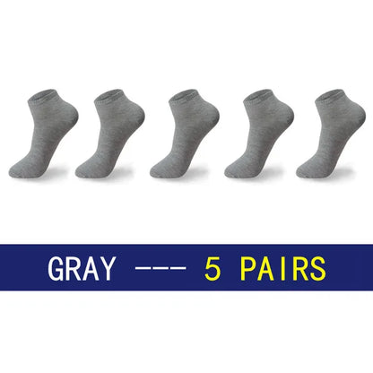 Men Cotton Socks - 5 Pairs Large Size Casual Breathable Boat Short Ankle Socks - ZOOMNSTORE