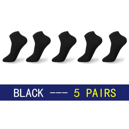 Men Cotton Socks - 5 Pairs Large Size Casual Breathable Boat Short Ankle Socks - ZOOMNSTORE