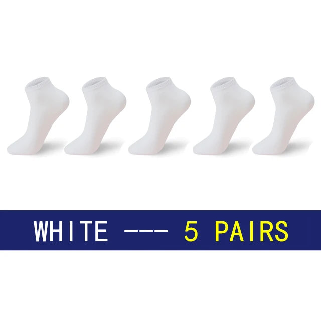 Men Cotton Socks - 5 Pairs Large Size Casual Breathable Boat Short Ankle Socks - ZOOMNSTORE
