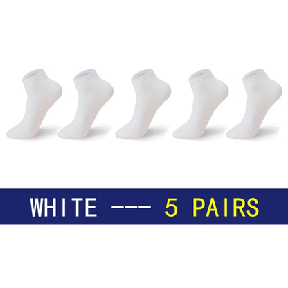 Men Cotton Socks - 5 Pairs Large Size Casual Breathable Boat Short Ankle Socks - ZOOMNSTORE