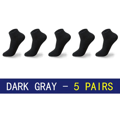 Men Cotton Socks - 5 Pairs Large Size Casual Breathable Boat Short Ankle Socks - ZOOMNSTORE
