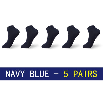 Men Cotton Socks - 5 Pairs Large Size Casual Breathable Boat Short Ankle Socks - ZOOMNSTORE
