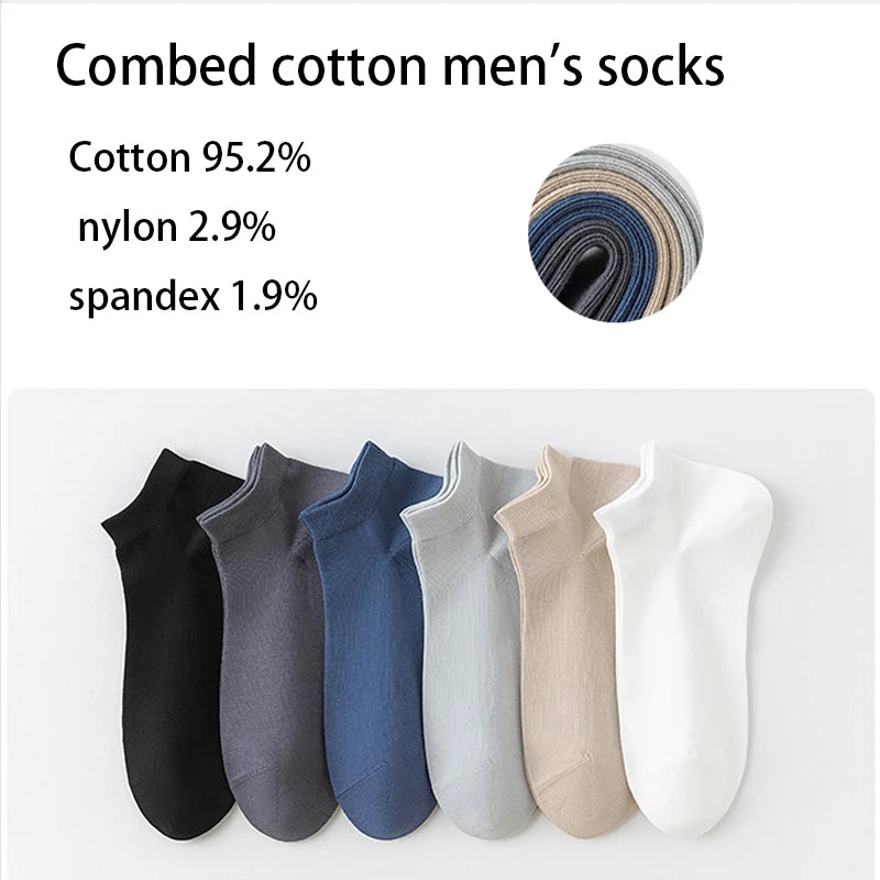 Mens Combed Cotton Socks - 6 Pairs Breathable Antibacterial Short Socks for SpringSummer - ZOOMNSTORE