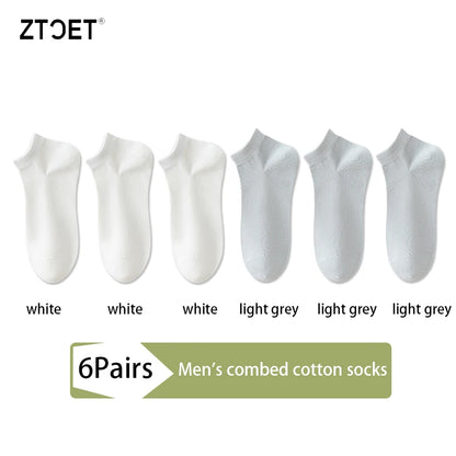 Mens Combed Cotton Socks - 6 Pairs Breathable Antibacterial Short Socks for SpringSummer - ZOOMNSTORE