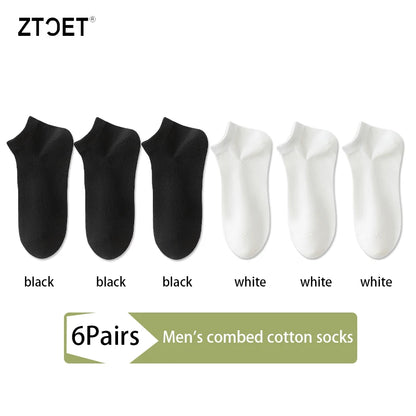 Mens Combed Cotton Socks - 6 Pairs Breathable Antibacterial Short Socks for SpringSummer - ZOOMNSTORE