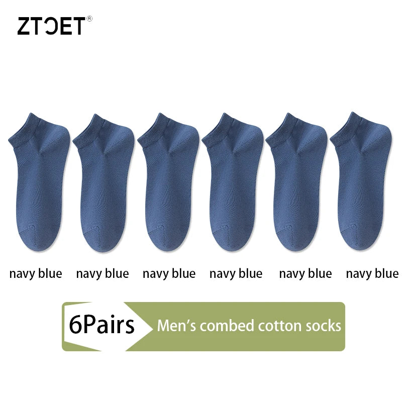 Mens Combed Cotton Socks - 6 Pairs Breathable Antibacterial Short Socks for SpringSummer - ZOOMNSTORE