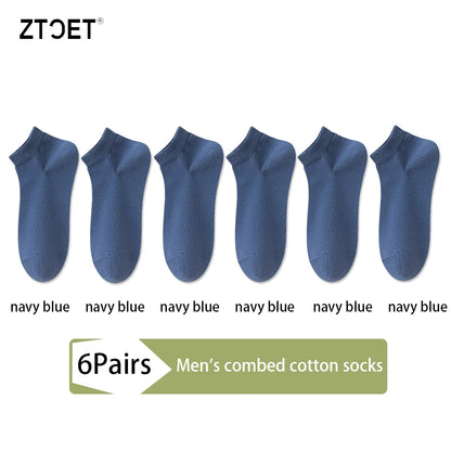 Mens Combed Cotton Socks - 6 Pairs Breathable Antibacterial Short Socks for SpringSummer - ZOOMNSTORE