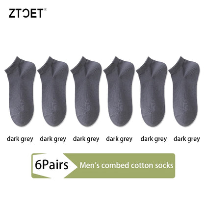 Mens Combed Cotton Socks - 6 Pairs Breathable Antibacterial Short Socks for SpringSummer - ZOOMNSTORE
