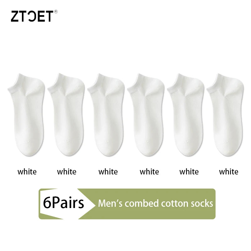 Mens Combed Cotton Socks - 6 Pairs Breathable Antibacterial Short Socks for SpringSummer - ZOOMNSTORE